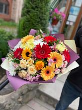 Букет цветов из:  Герберы, Ромашки, Хризантемы, Розы и Подсолнухи #REPLACE_PRED# Одинцово