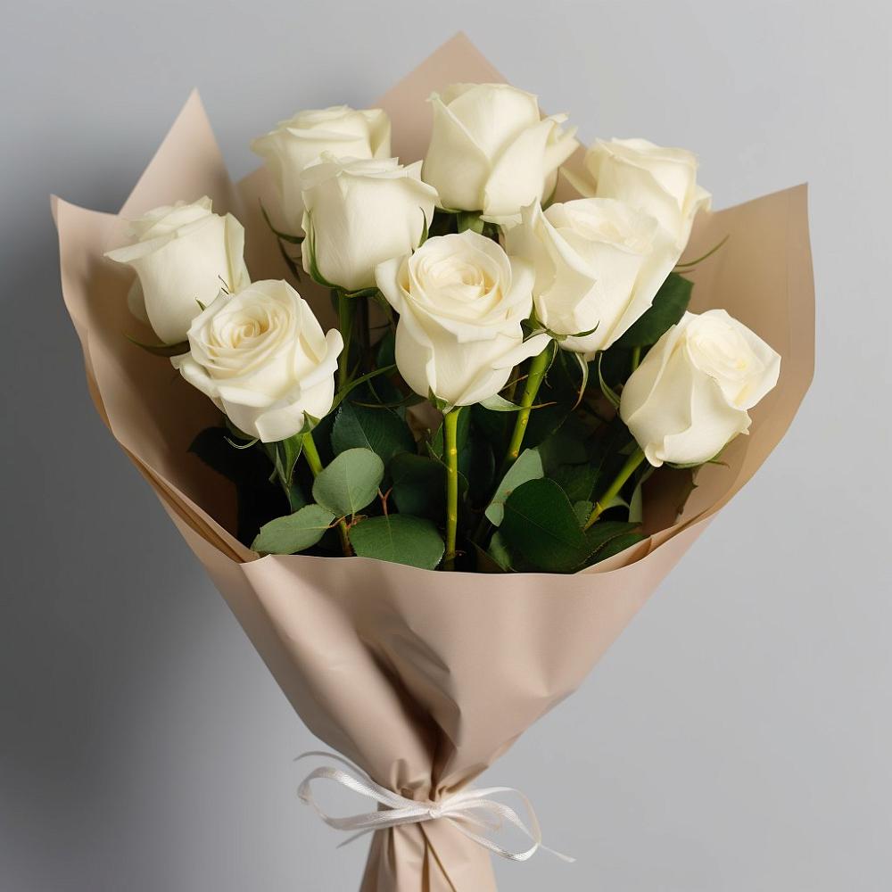 9 Белых роз Эдлесс Лав в Одинцово Букет 9 Белых роз Эдлесс Лав в Одинцово