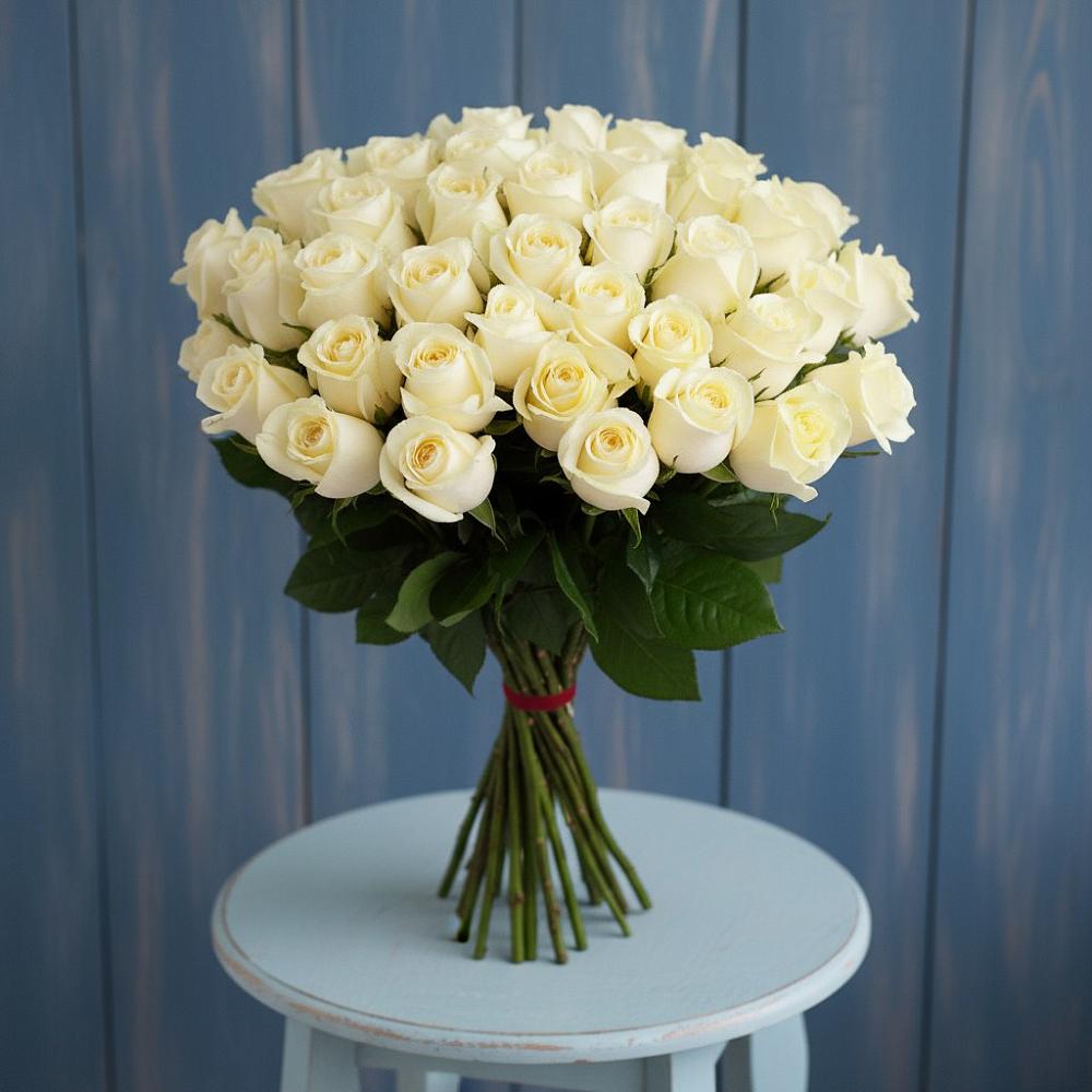 Букет 51 Белая роза Эдлесс Лав в Одинцово