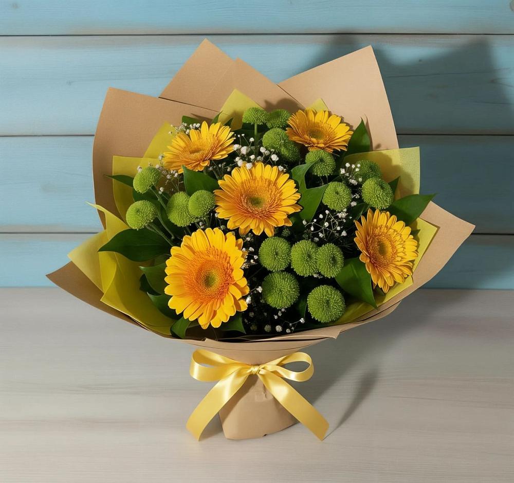 Букет цветов из: Герберы и Хризантемы в Одинцово