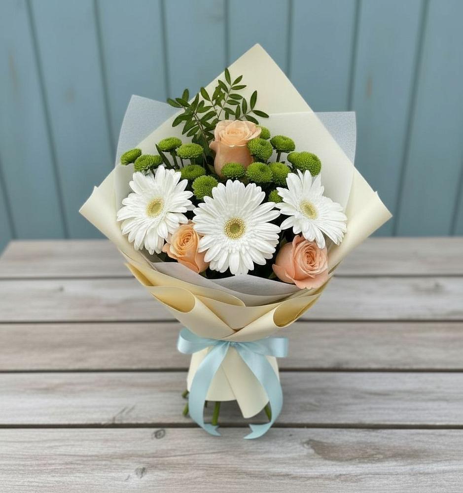 Букет цветов из: Герберы, Розы и Хризантемы в Одинцово