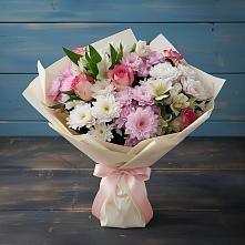 Букет цветов из:  Хризантемы, Альстромерии и Розы в Одинцово