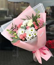 Букет цветов из:  Розы, Лизиантусы и Хризантемы в Одинцово